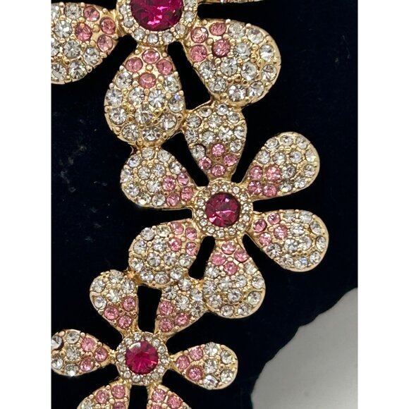 Isaac Mizrahi Floral Brooch Clear and Pink Crystal Flowers with Tag  Statement - Picture 12 of 13
